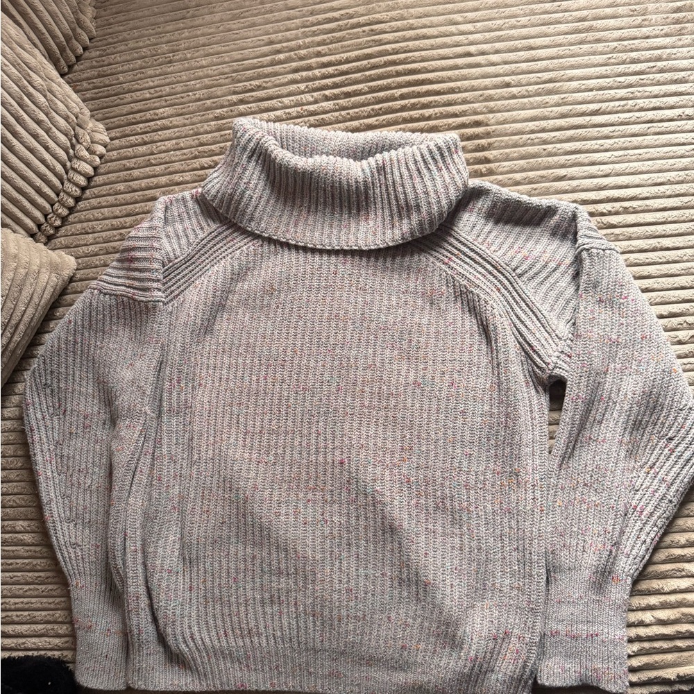 Free People Gray Speckled Cowl Neck Sweater